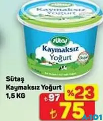 SÜTAŞ KAYMAKSIZ YOĞURT 1,5 KG fiyat ve kampanya bilgisi